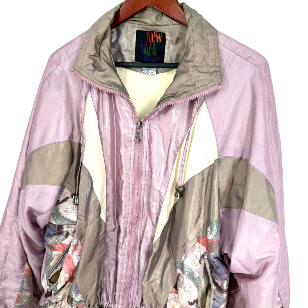 New York Classics Sz Large Vintage 1980s 90s Windbreaker Track Suit Jacket Top - Picture 4 of 10